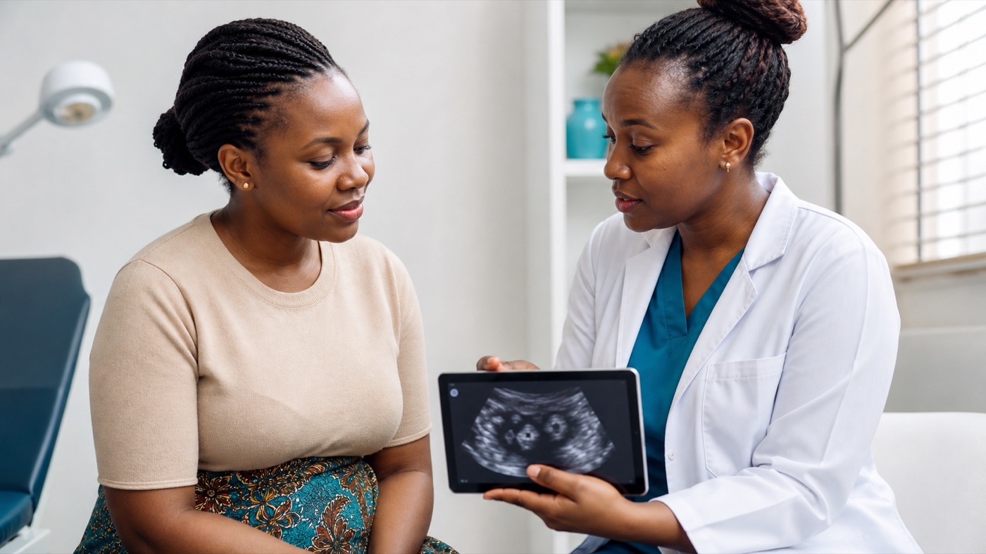 Black African woman receiving clear guidance about fibroid symptoms