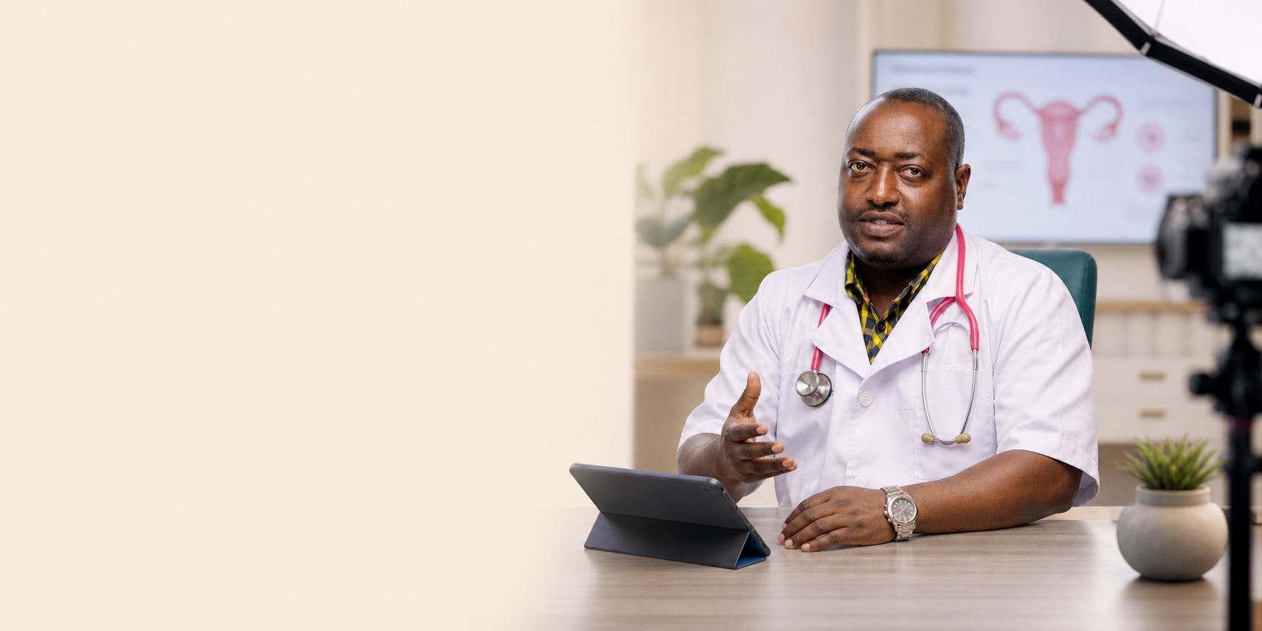 Dr. Benny recording a professional women’s health education video